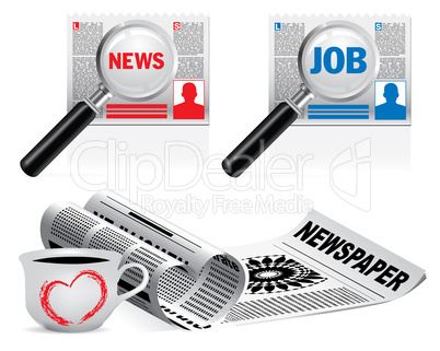 Newspaper icon set on white background