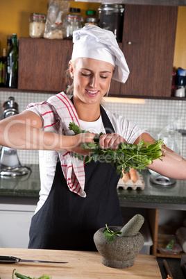 Prepping the herbs