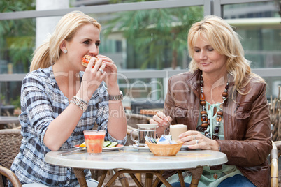 Mother and daughter having lunch