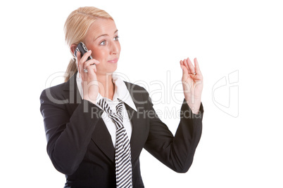 Businesswoman making a gesture while talking