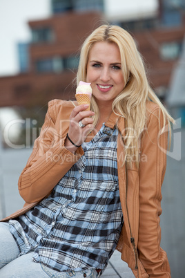 Enjoying her icecream