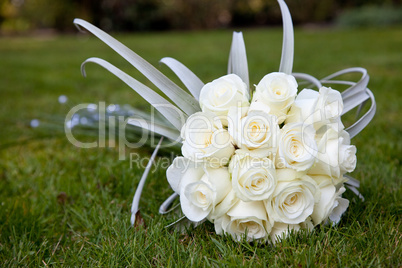 Wedding bouquet of white roses