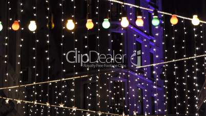 Night club decorated with lights.