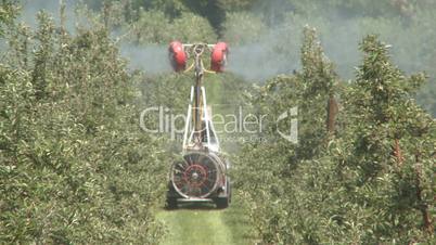 Spraying an orchard