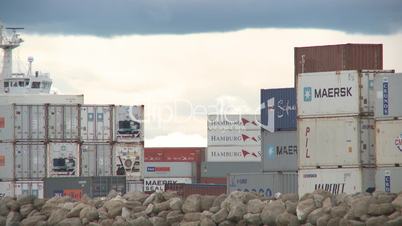 container ship enters port