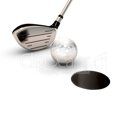 brassy for golf with a ball near a black hole
