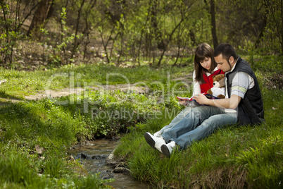 Young couple in a forest