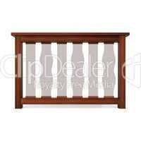 Wooden railing with glass balusters