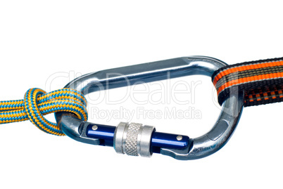 carabiner and two ropes