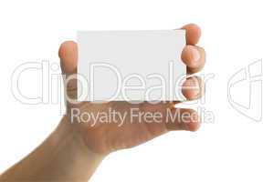 empty business card in a men's hand