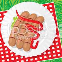 plate with sausages