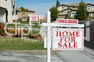 Row of Foreclosure Home For Sale Real Estate Signs