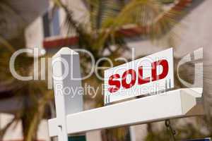 Close-up of Sold Real Estate Sign