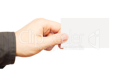 Business card in the man's hand