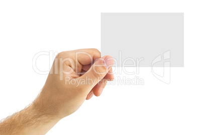 empty business card in a human hand