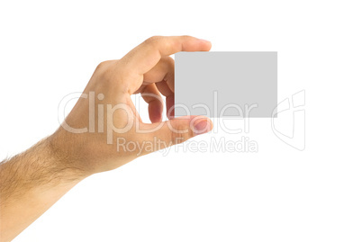 empty business card in a human hand