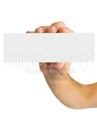 empty business card in a human hand