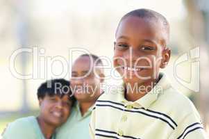Handsome African American Boy with Parents