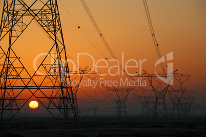 Electrical Power Lines at Sunset