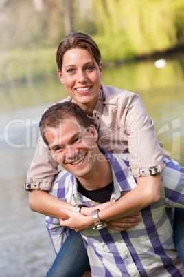 Couple doing piggyback ride