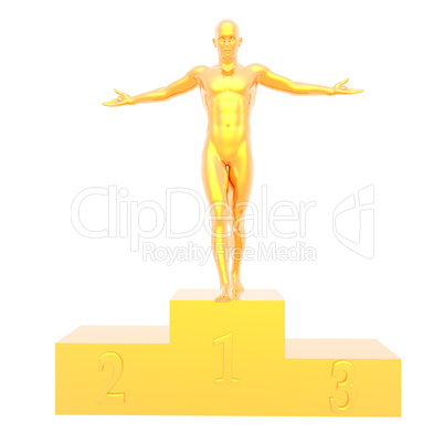 man on podium on a white background