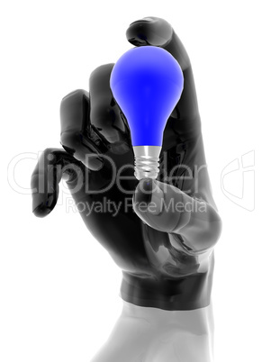 hand with lamp on a white background