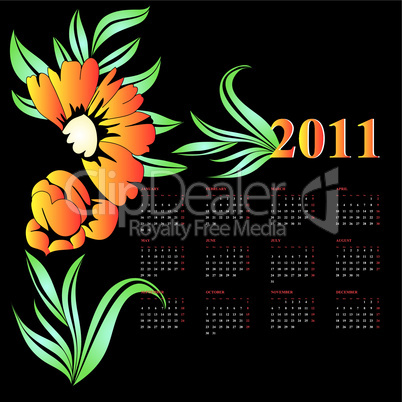 Calendar with flowers for 2011