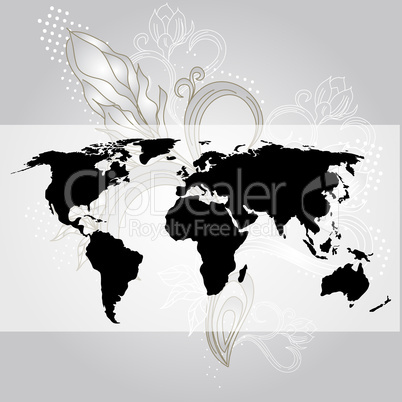 Stylized background with map of the world