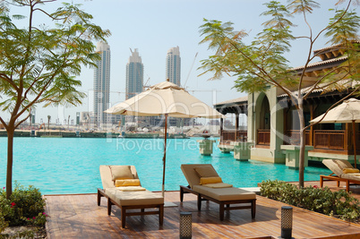 Recreation area at hotel in Dubai downtown, UAE