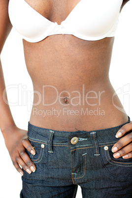 Afro-american woman wearing a jeans