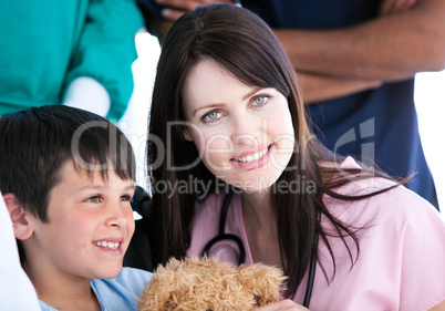Attentive nurse with her patient