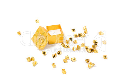 box and golden particles