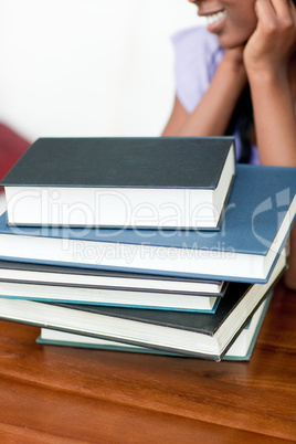 Stack of books on a table