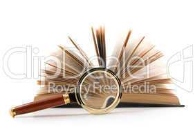 magnifier and book