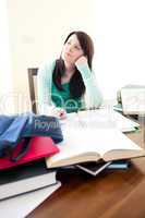 Charming teen girl studying