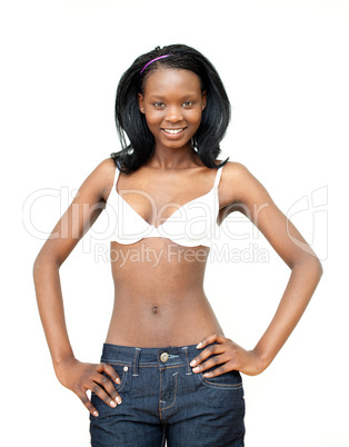 Smiling woman wearing a jeans