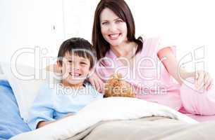 Smiling little boy with his nurse