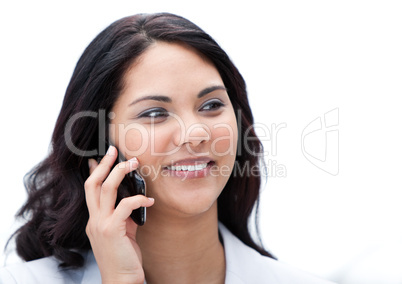 Portrait of an attractive businesswoman talking on phone