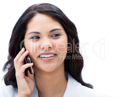 Portrait of a charismatic businesswoman talking on phone