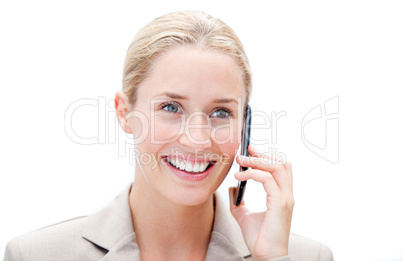 Portrait of a smiling businesswoman talking on phone