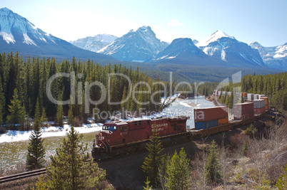 Freight train in the mountains