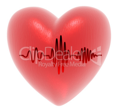 heart with monitor on a white background