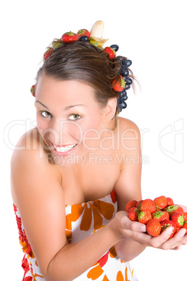 Woman holding fruit