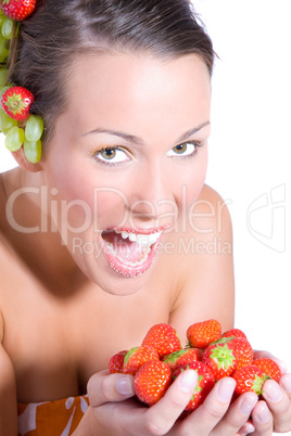 Woman holding fruit