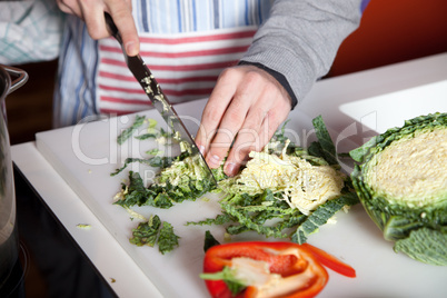 Cutting the vegetables