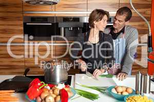 Cute couple in the kitchen