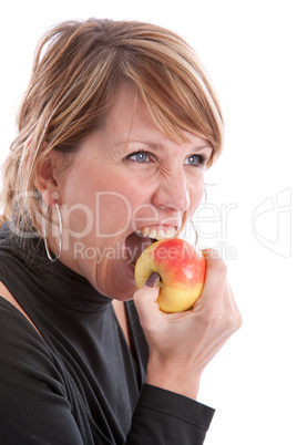 Biting in an apple Biting in an apple