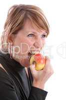 Biting in an apple