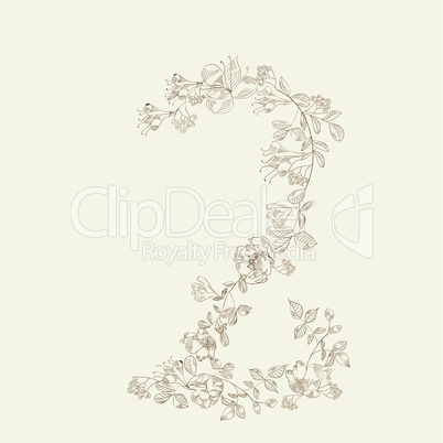 Floral font. Number 2