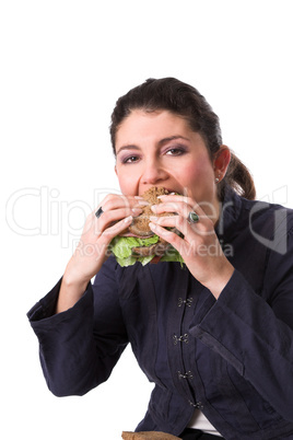 Enjoying a healthy sandwich